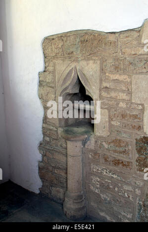 A piscina in St Mary`s Church, Lower Heyford, Oxfordshire, England, UK Stock Photo